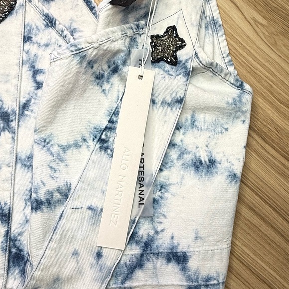 Allo Martinez Stylish Blue Tie-Dye Sleeveless Top NWT - Picture 6 of 9